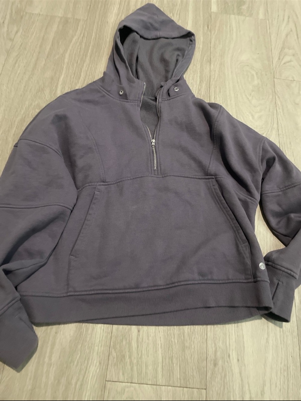 Apana Women's Half-Zip Hoodie Sweater - Charcoal purple